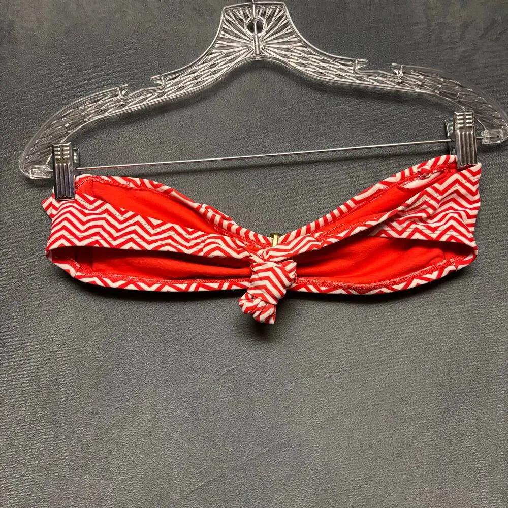 Xhilaration Strapless Bikini Top Womens Medium Sjkirted Geometric Shapes Tie Sea